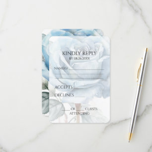Create Your Own Soft Blue Vintage Watercolor Rose RSVP Card