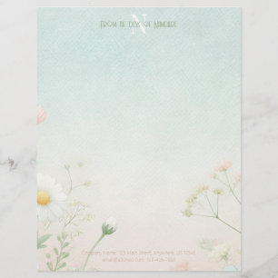 Create Your Own Soft Daisies Pink Flowers Custom Letterhead