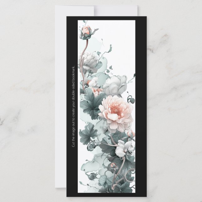 Create Your Own Soft Pink Peonies Bookmark Card (Front)