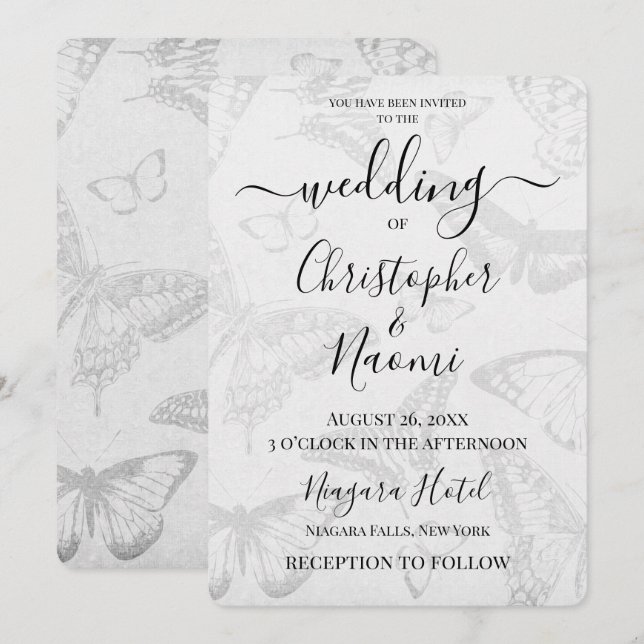 Create Your Own Soft Vintage Butterfly Paper Invitation (Front/Back)