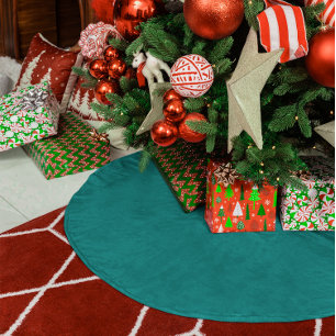 Create Your Own Solid Colour Teal Brushed Polyester Tree Skirt