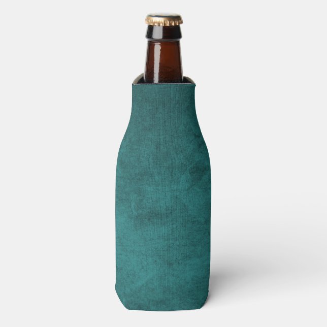 Create Your Own Solid Teal Distressed Style Bottle Cooler (Bottle Front)