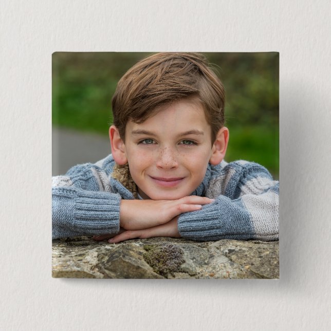 Create Your Own Son Photo Custom Pic Double Sided  15 Cm Square Badge (Front)