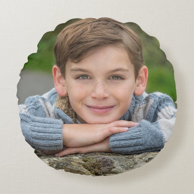 Create Your Own Son Photo Custom Pic Double Sided Round Cushion (Front)