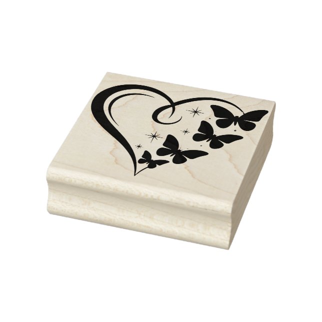 Create Your Own Sparkles Butterflies Heart Rubber Stamp (Stamp)