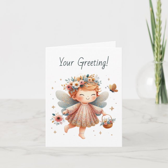 Create Your Own Sparkling Daisies Angel Holiday Card (Front)