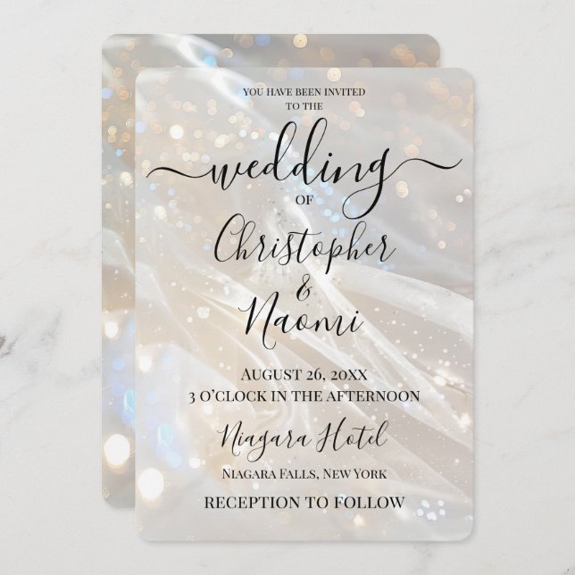 Create Your Own Sparkling Ivory White Wedding Invitation (Front/Back)