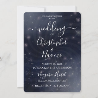 Create Your Own Spiral Swirl Stars Wedding Invitation