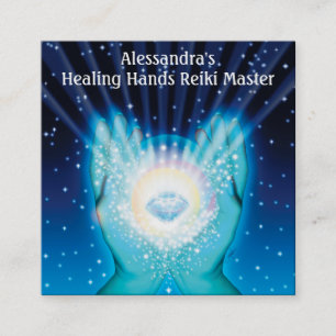 Create Your Own Spiritual Healing Hands Square Business Card