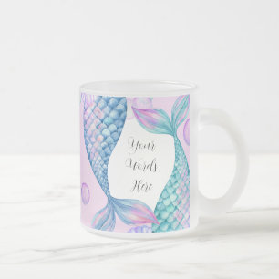 Create Your Own Splashing Mermaid Tails Frosted Glass Coffee Mug