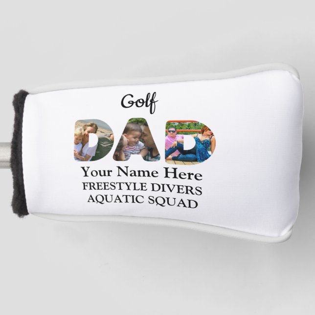 Create your own sports Dad photo collage Swim Dad Golf Head Cover (Front)
