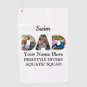 Create your own sports Dad photo collage Swim Dad Golf Towel