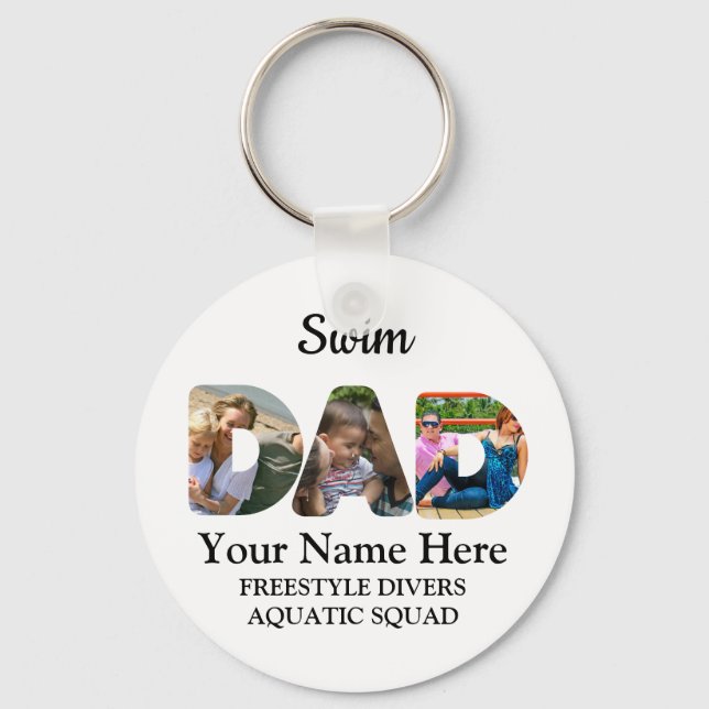 Create your own sports Dad photo collage Swim Dad Key Ring (Front)