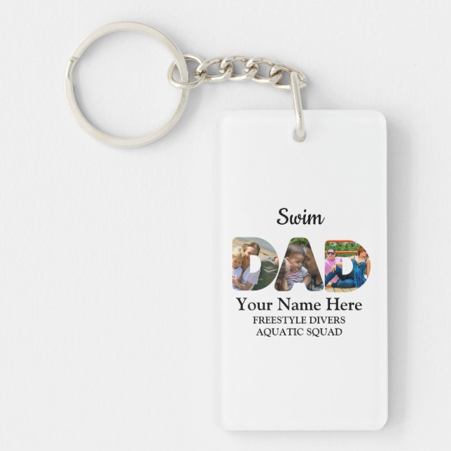 Create your own sports Dad photo collage Swim Dad Key Ring (Front)