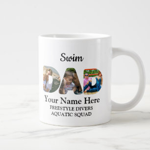 Create your own sports Dad photo collage Swim Dad Large Coffee Mug