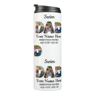 Create your own sports Dad photo collage Swim Dad Thermal Tumbler