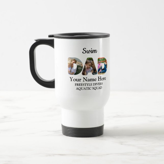Create your own sports Dad photo collage Swim Dad Travel Mug (Left)