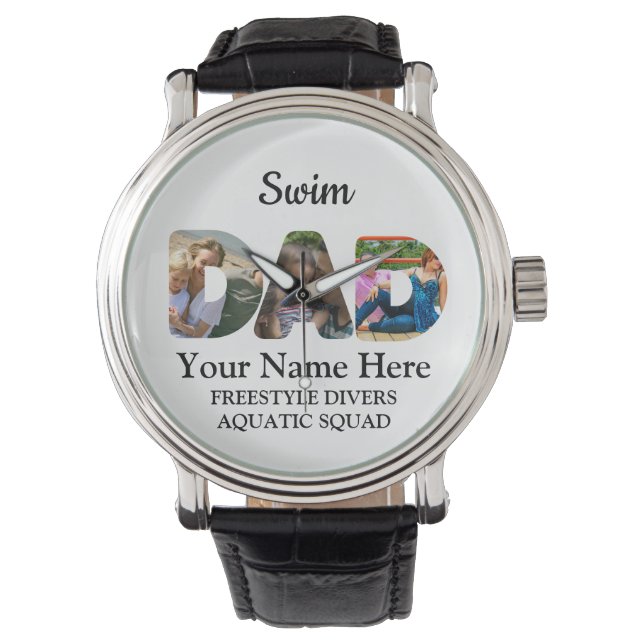Create your own sports Dad photo collage Swim Dad Watch (Front)