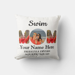Create your own sports mum photo collage swim mum cushion