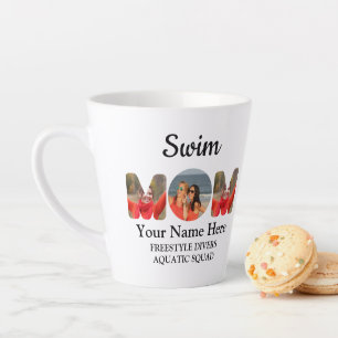 Create your own sports mum photo collage swim mum latte mug