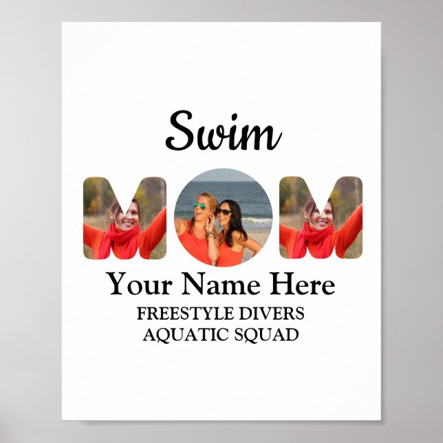 Create your own sports mum photo collage swim mum poster (Front)
