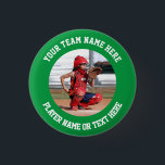 Create Your Own Sports Team Photo  3 Cm Round Badge<br><div class="desc">Photo of a softball catcher ready to receive the ball from the pitcher on a pin button. The photo template is easy to customise. Gift for a player or a team of softball, baseball, hockey, basketball, football or any other sport. Easily place a square photo in the template to make...</div>