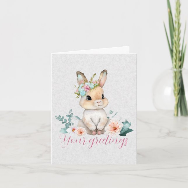 Create Your Own Spring Bunny & Wildflowers Card (Front)