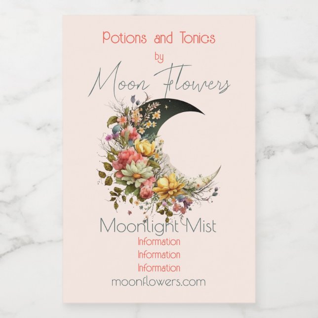 Create Your Own Spring Floral Crescent Moon Wine Label (Single Label)