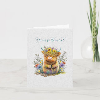 Create Your Own Spring Highland Bull & Wildflowers Card