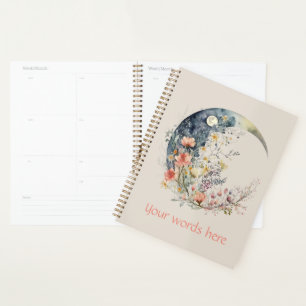 Create Your Own Spring Meadow Floral Crescent Moon Planner