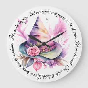 Create Your Own Spring Rainbow Witch Hat Rose Large Clock