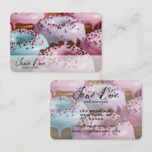 Create Your Own Sprinkle Doughnuts Business Card (Front/Back)