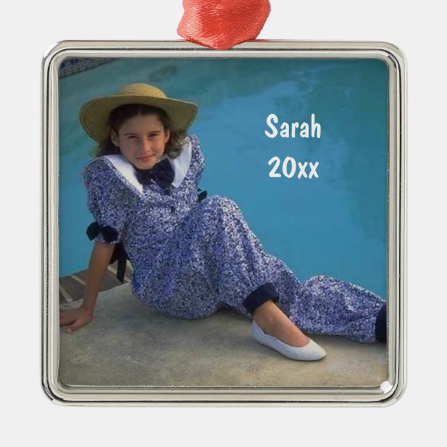 Create Your Own Square Photo Keepsake With Text Metal Tree Decoration (Front)