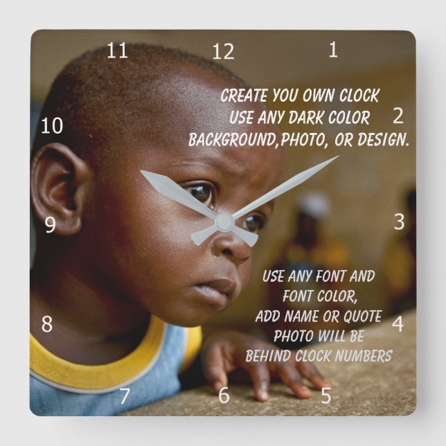 CREATE YOUR OWN  SQUARE WALL CLOCK (Front)