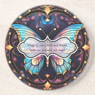 Create Your Own Stained Glass Blue Butterfly Coaster