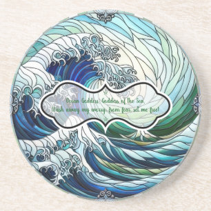 Create Your Own Stained Glass Curled Waves Moon Coaster