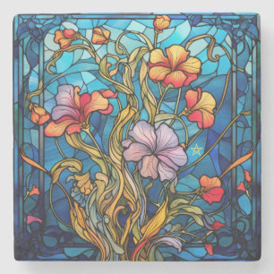 Create Your Own Stained Glass Flowers Floral Stone Coaster
