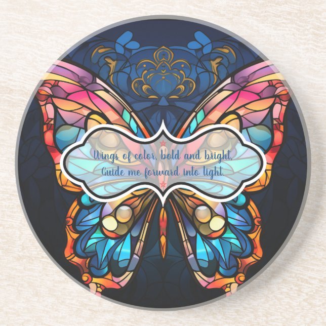 Create Your Own Stained Glass Mystical Butterfly Coaster (Front)