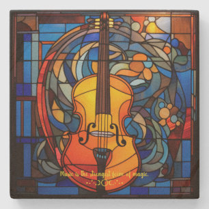 Create Your Own Stained Glass Mystical Violin Stone Coaster