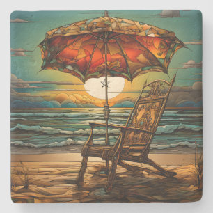 Create Your Own Stained Glass Ornate Beach Chair Stone Coaster