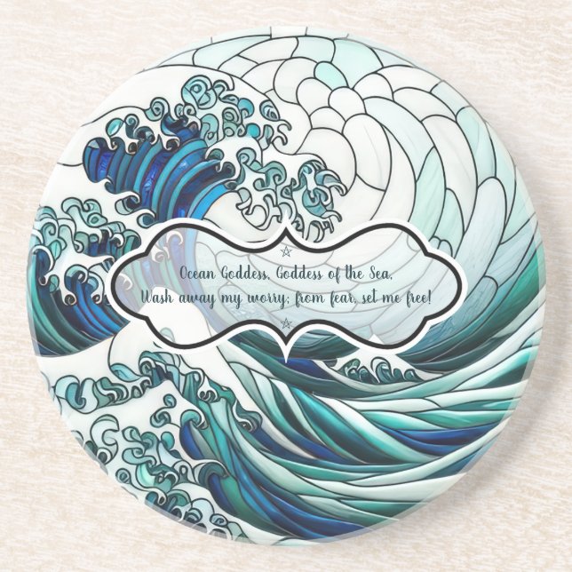 Create Your Own Stained Glass Style Ocean Wave Coaster (Front)