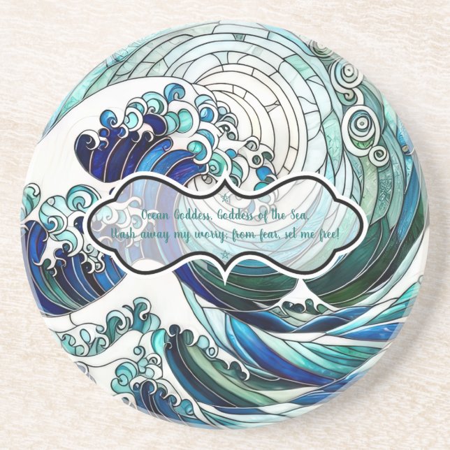 Create Your Own Stained Glass Sunny Curly Waves Coaster (Front)