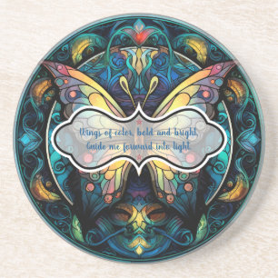 Create Your Own Stained Glass Yellow Butterfly Coaster