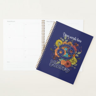 Create Your Own Starry Floral Cancer Zodiac Planner