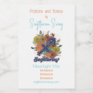 Create Your Own Starry Floral Sagittarius Wine Label