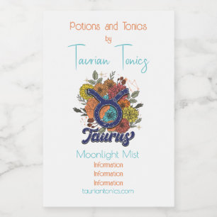Create Your Own Starry Floral Taurus Zodiac Wine Label