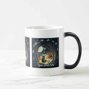Create Your Own Starry Mystical Black Cat Magic Mug