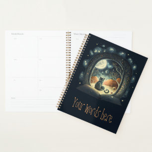 Create Your Own Starry Mystical Black Cat Planner