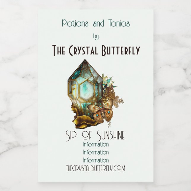 Create Your Own Steampunk Butterfly Crystal Wine Label (Single Label)