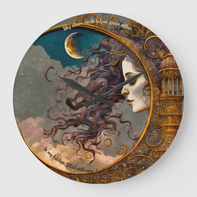 Create Your Own Steampunk Lady of the Moon Large Clock (Front)